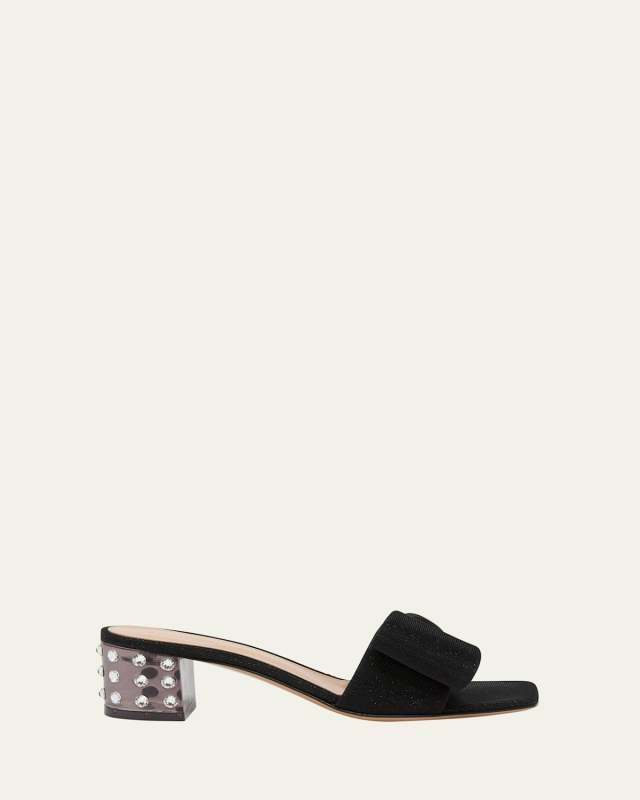 Flash Bow Embellished Mule Sandals